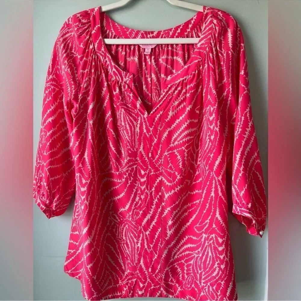 Lilly Pulitzer Moxy Silk Blouse Show Me Your Stripes M